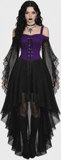 Gothic Heksenjurk Dames - Middeleeuwse Vampier Stijl met Vlinder Mouwen & Kant