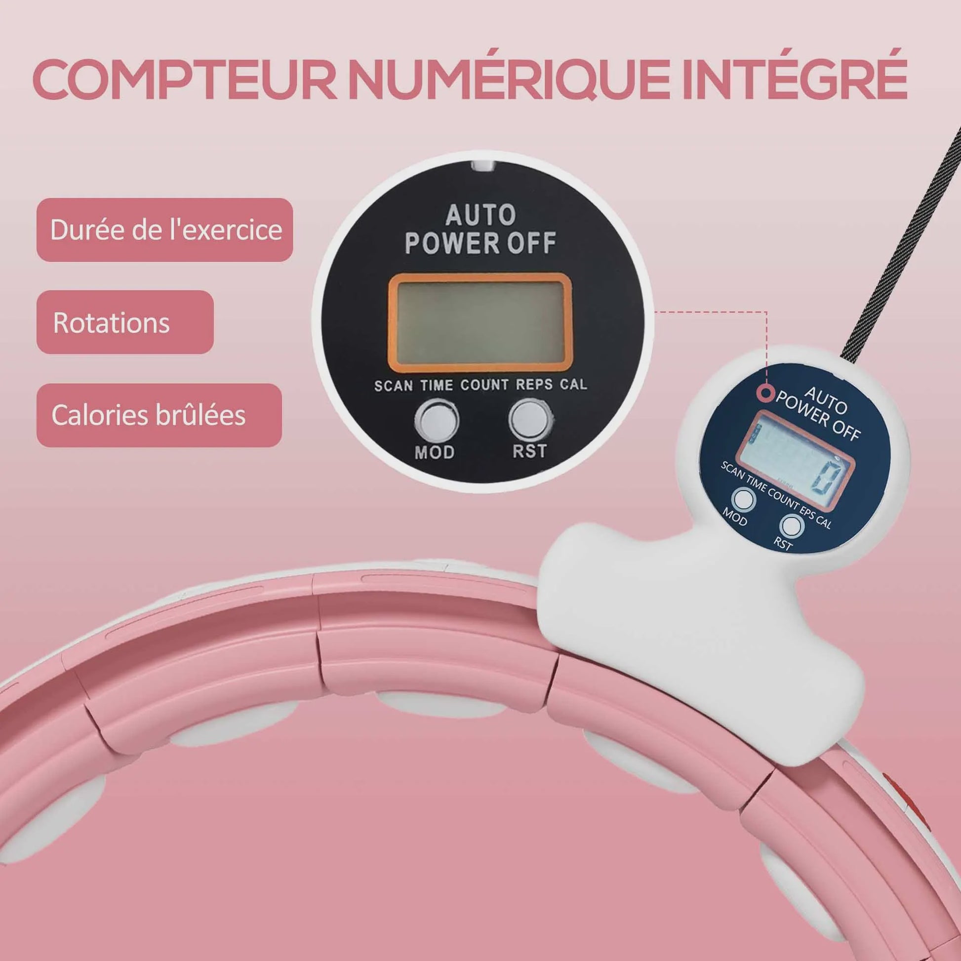 Verstelbare Fitness Hula Hoop met Massagepunten en Digitale Teller - 16 Segmenten