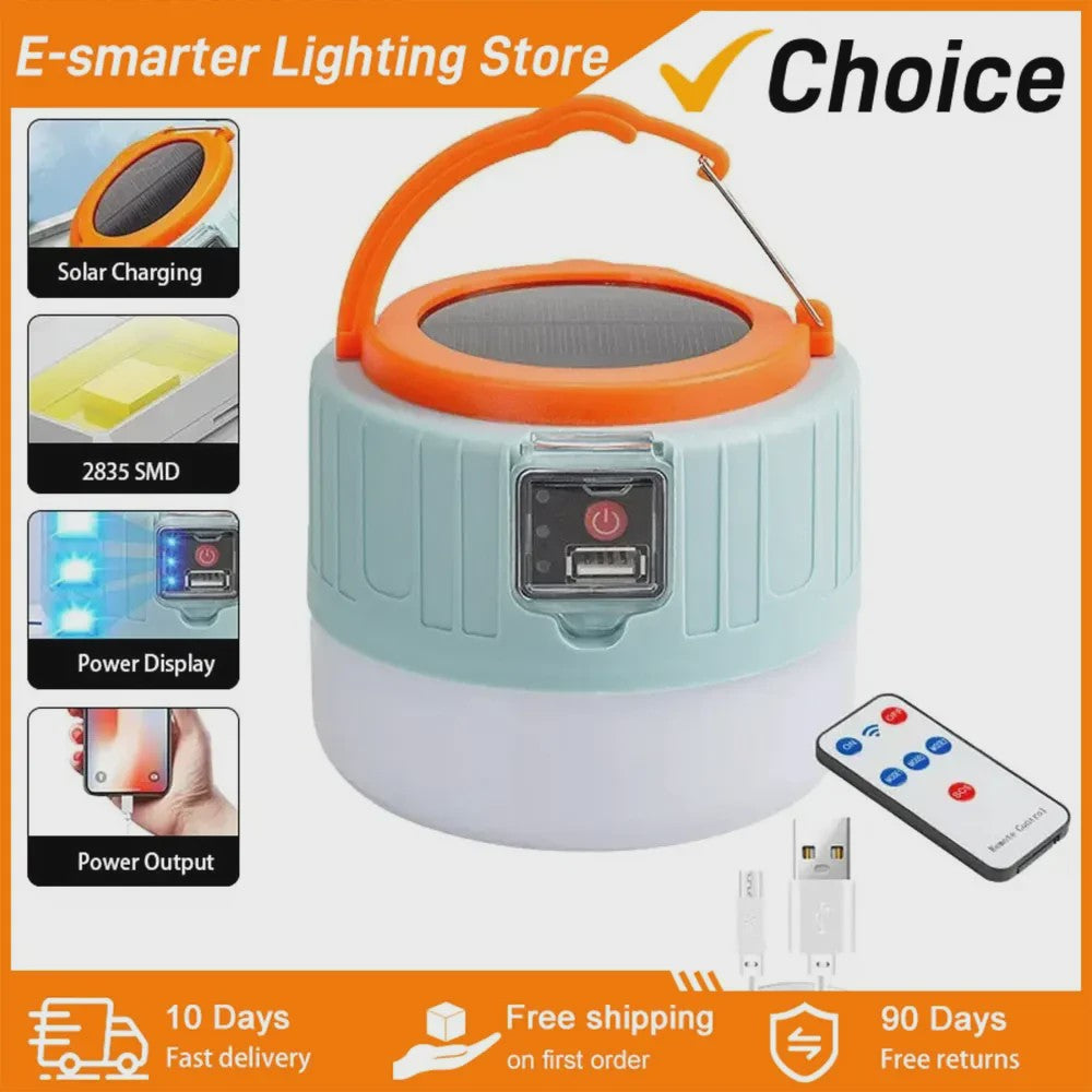 Draagbare Solar LED Camping Lantaarn met USB Opladen & Afstandsbediening