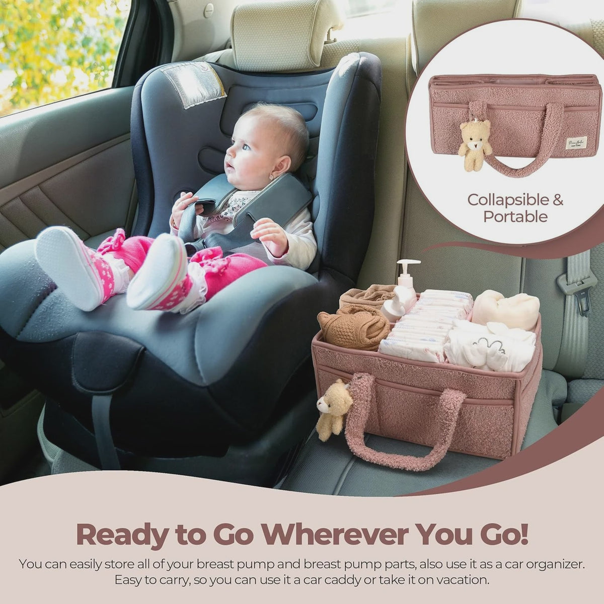 Luxe Baby Luiertas Organizer met Knuffelbeer - Opbergmand voor Commode & Luiers