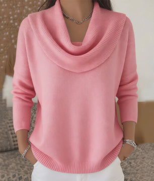 Dames Drapé Hals Trui - Effen Kleur Lange Mouwen - Herfst/Winter Collectie