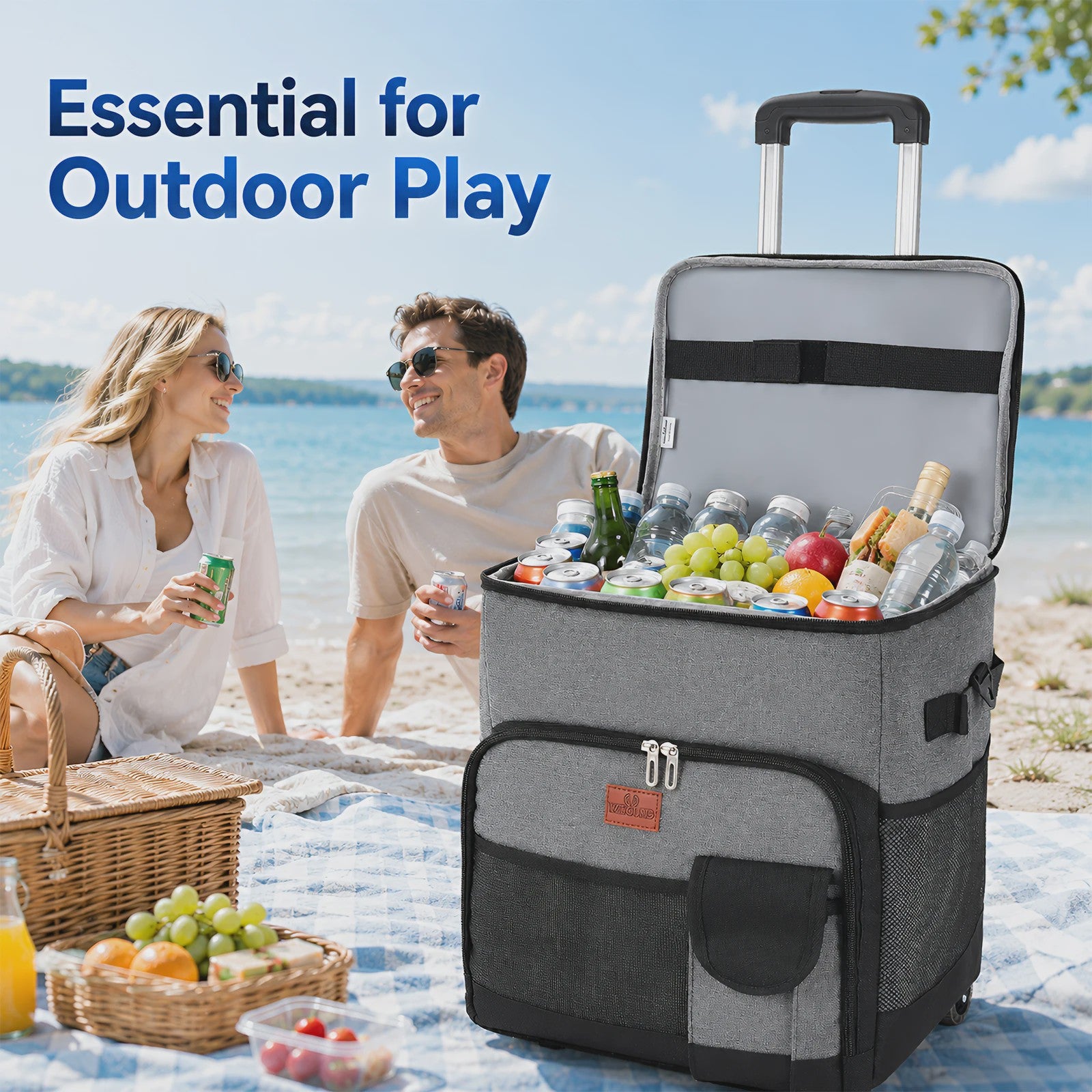 New Insulated Bag Outdoor Picnic Camping Bag Waterproof Oxford Cloth Car Lunch Bag Cooler Bag With Wheels Portable Ice Chest For Picnic Beach Camping Family Outings Travel Keep Cool