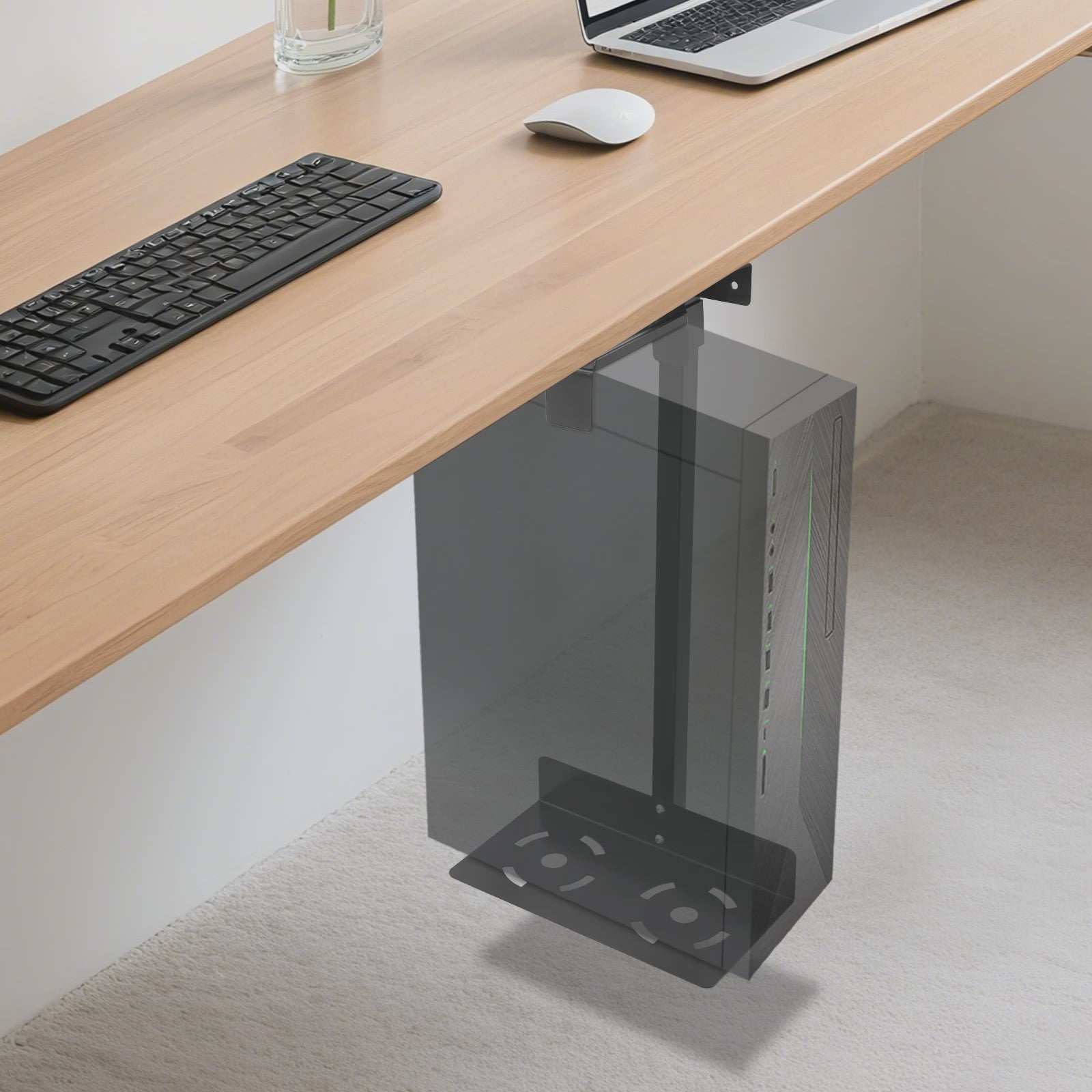 Verstelbare Computer Case Houder voor Onder het Bureau - PC Toren Beugel