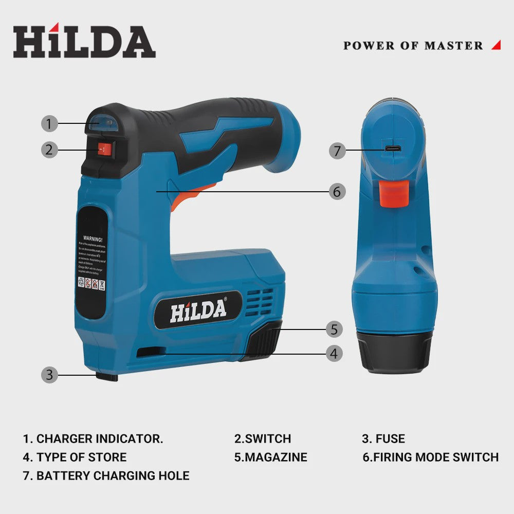 HILDA Draadloze Tacker & Nietmachine - Krachtig voor Meubels en DIY