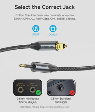 Vention Toslink SPDIF Digitale Optische Audiokabel 3.5mm naar Standaard Toslink