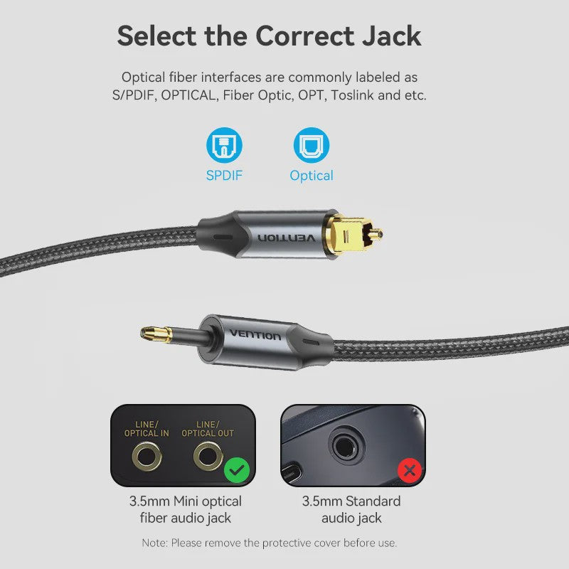 Vention Toslink SPDIF Digitale Optische Audiokabel 3.5mm naar Standaard Toslink