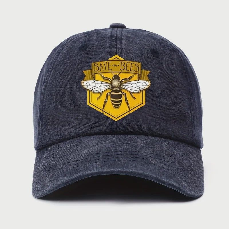 Bee Print Baseball Cap - Verstelbare Casual Pet voor Heren & Dames met Zonbescherming
