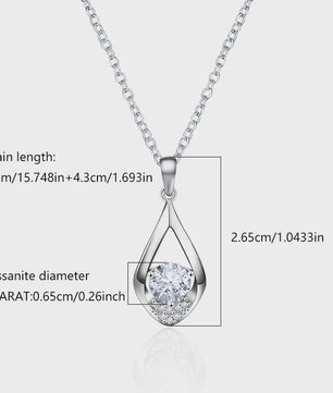 Zilveren 925 Dames Ketting met 1 Karaat Druppelvormige Moissanitehanger - Perfect Cadeau