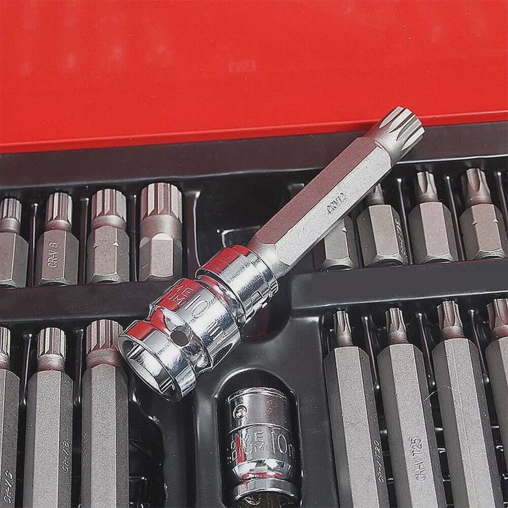 40-delige Torx Hex Spline Bit Socket Set met Werkhandschoenen en Opbergkoffer