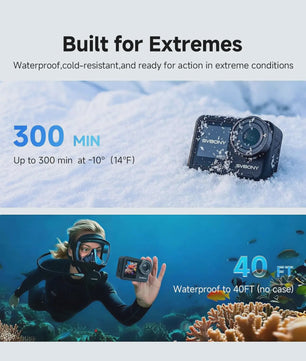 SVBONY SVGo3 4K Action Camera - Waterdicht tot 12m, 128GB, EIS 2.0, 2x Accu