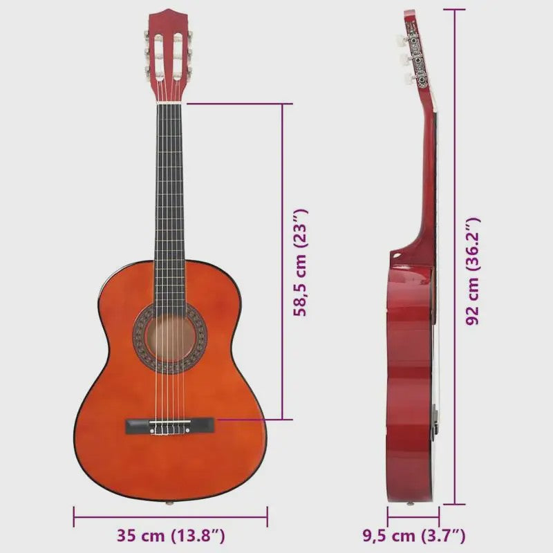 8-delige Klassieke Gitaar Set voor Beginners - 3/4 Maat (36 Inch)