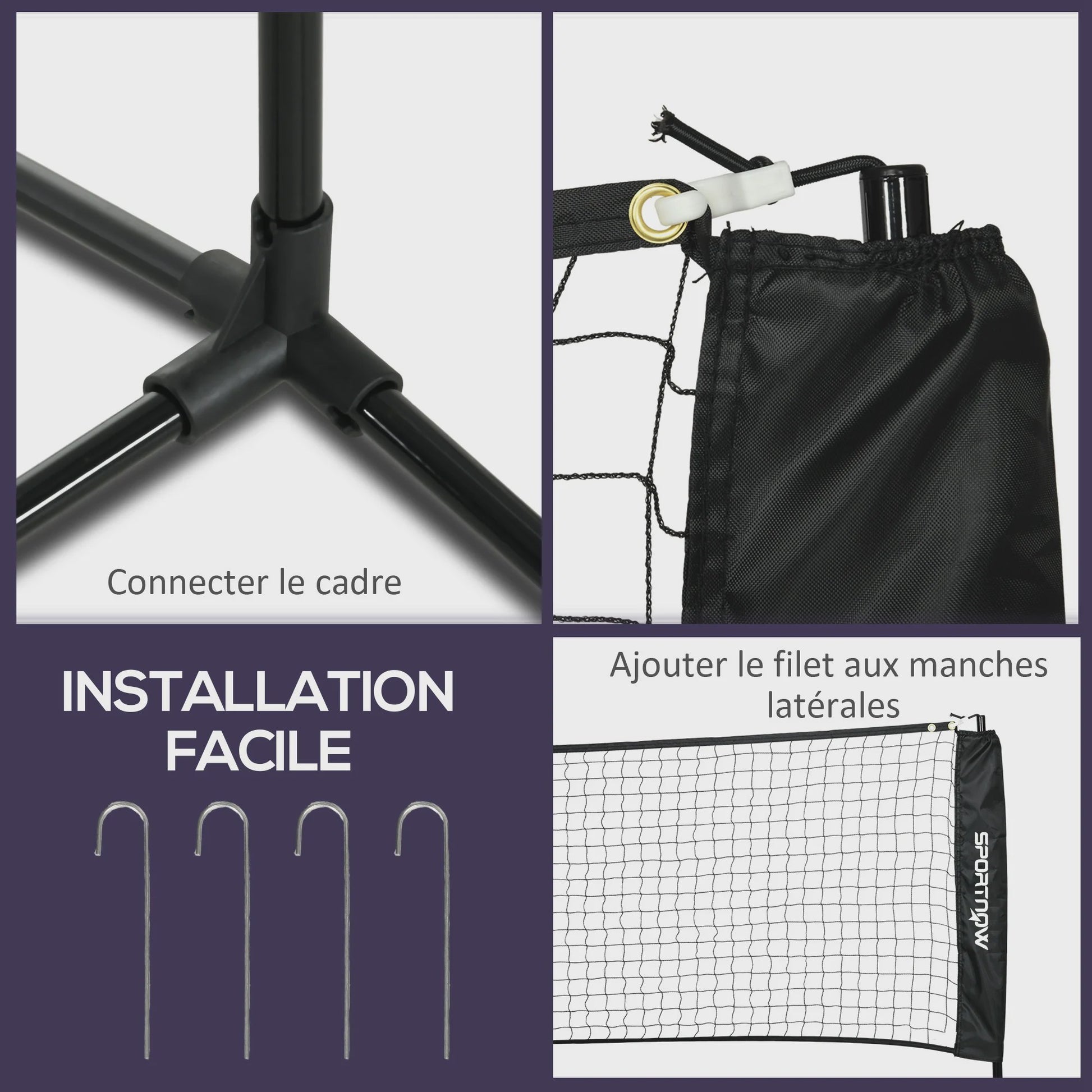 SPORTNOW 3-in-1 Sportset: Badminton, Pickleball & Volleybal met Verstelbaar Net