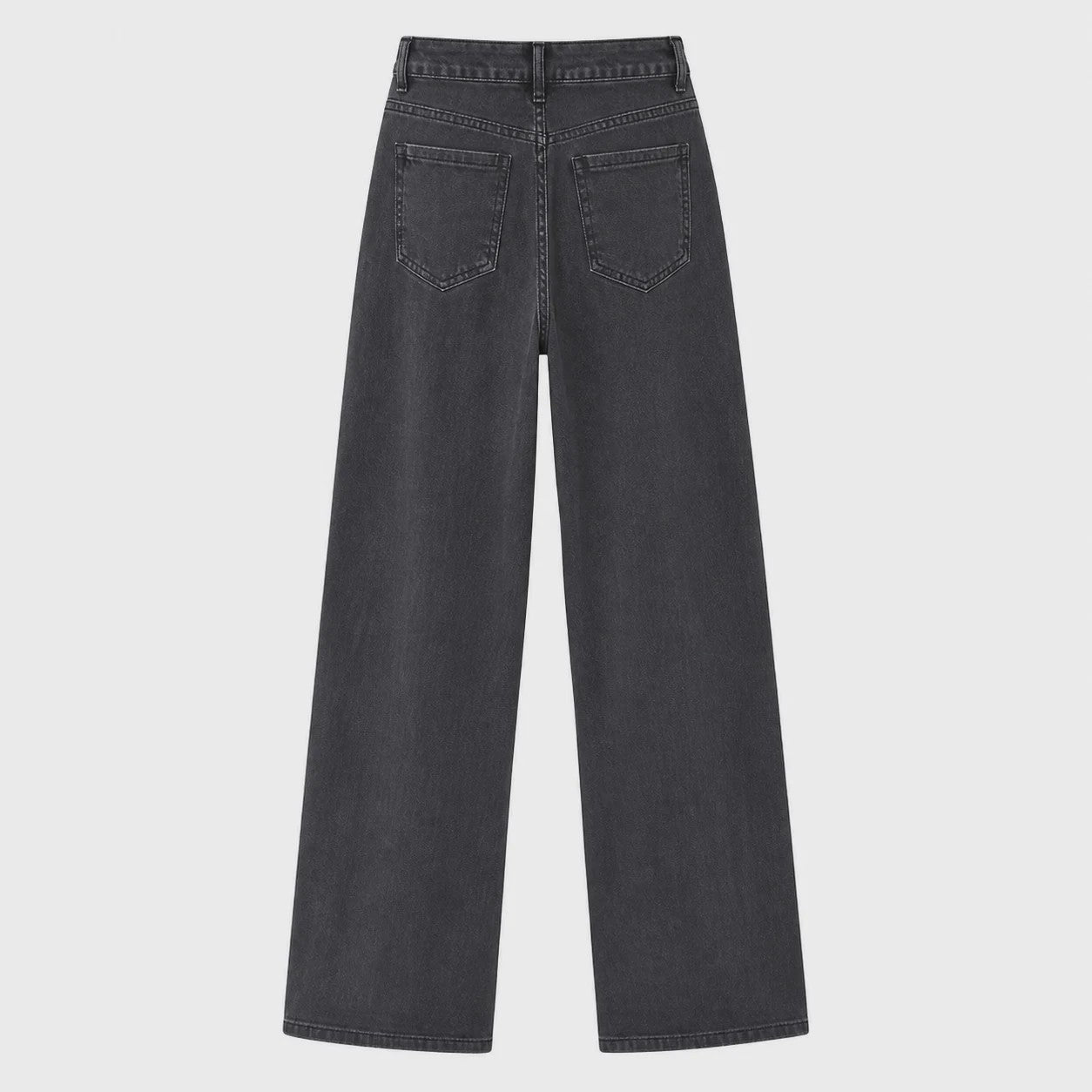 High Waist Wide Leg Jeans Dames - Zwart Ombre Vintage Wash