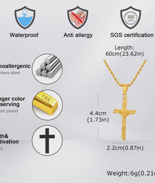 Heren RVS Kruis Ketting met Jezus Hanger - Religieuze Christelijke Sieraden
