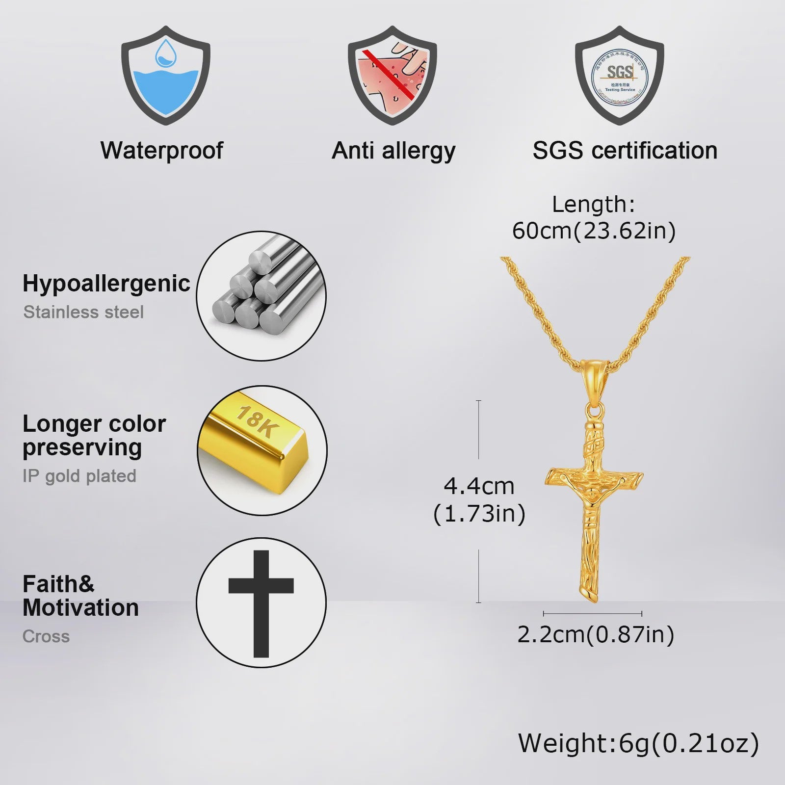 Heren RVS Kruis Ketting met Jezus Hanger - Religieuze Christelijke Sieraden