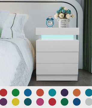 Nachtkastje met 3 Lades en LED Verlichting - Modern Design