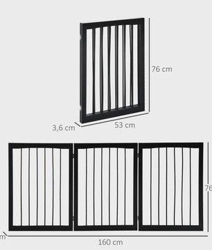 Pawhut Portable 3-Panel Folding Pet Safety Barrier for Doors Stairs Hallways Dark Coffee 160X76 cm