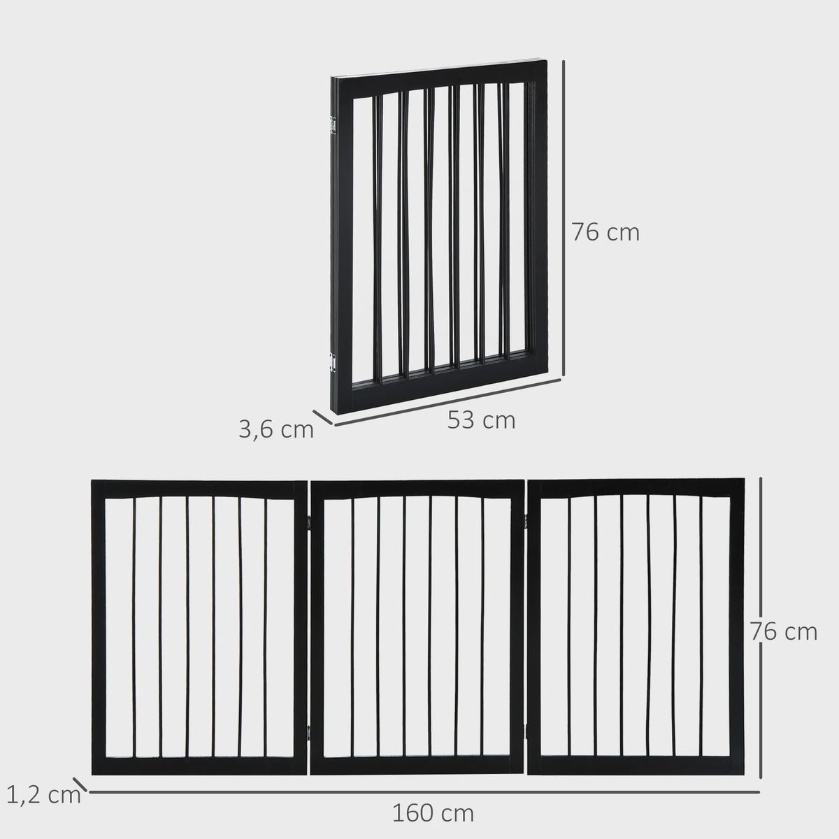 Pawhut Portable 3-Panel Folding Pet Safety Barrier for Doors Stairs Hallways Dark Coffee 160X76 cm