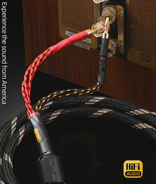 High-End Hifi Luidsprekerkabel - 6N OFC Koper, Vergulde Banana/Y-stekkers
