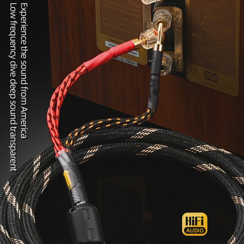 High-End Hifi Luidsprekerkabel - 6N OFC Koper, Vergulde Banana/Y-stekkers