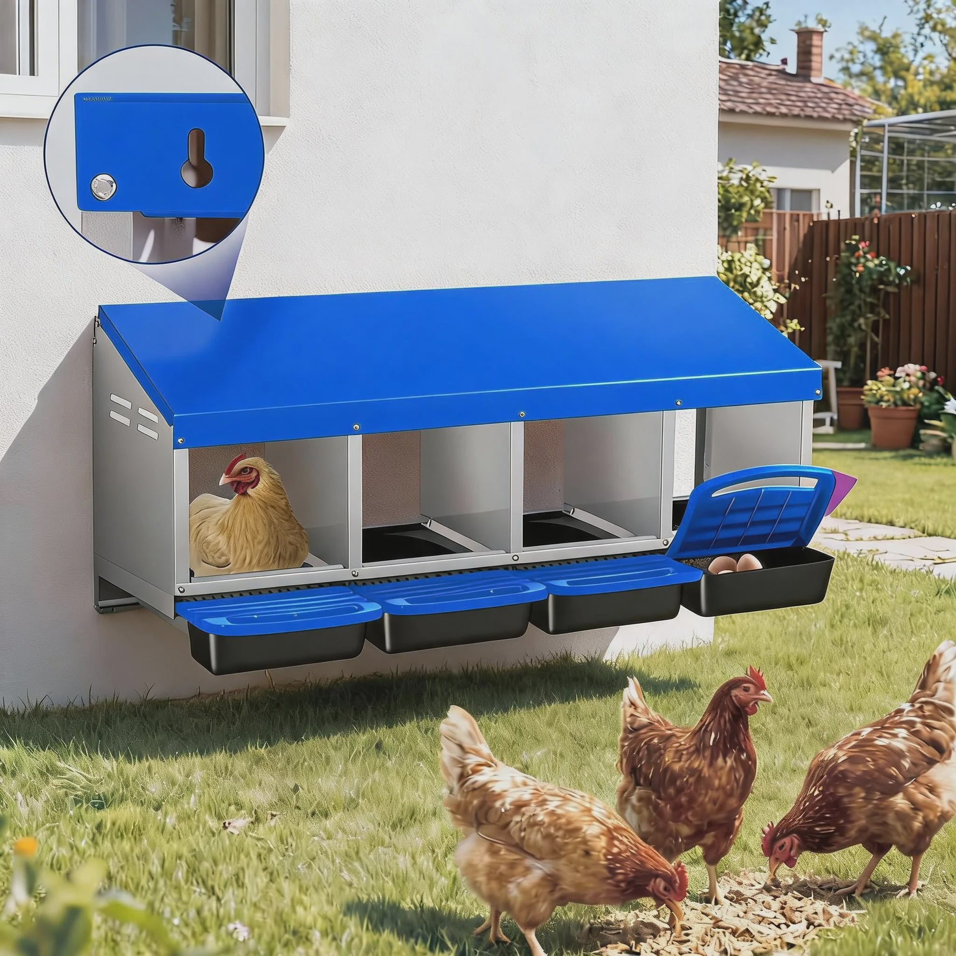 Automatische Nestkast voor Kippen - Wandmontage & Vrijstaand met Eierverzameling