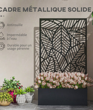 Outsunny Plantenbak met Decoratief Klimrek - Metalen Bloembak op Voet