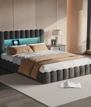 Luxe Gestoffeerd Bed met LED, USB & Opbergruimte - 140/160/180cm