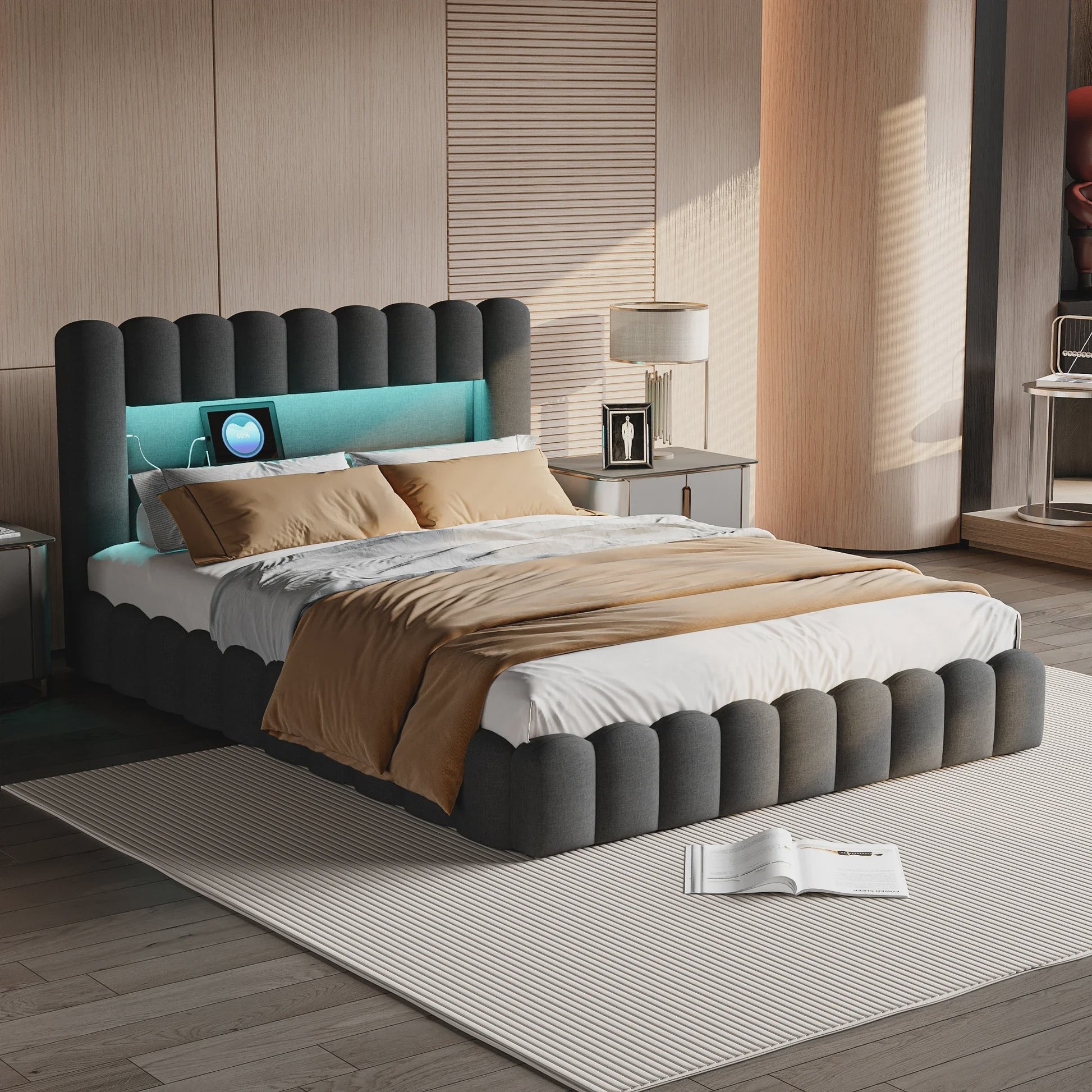 Luxe Gestoffeerd Bed met LED, USB & Opbergruimte - 140/160/180cm