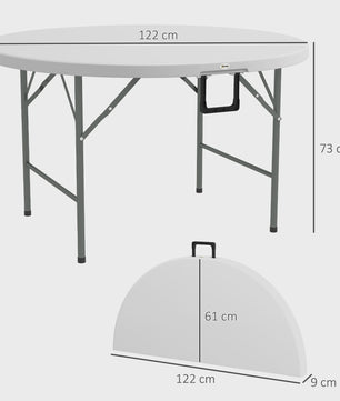 Outsunny Ronde Klaptafel Ø122 cm voor 6 Personen - Duurzaam HDPE & Metaal