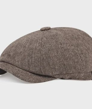 Vintage Heren Oktagonale Pet - Stijlvolle Visgraat & Streep Casual Hoed voor Dagelijks Gebruik