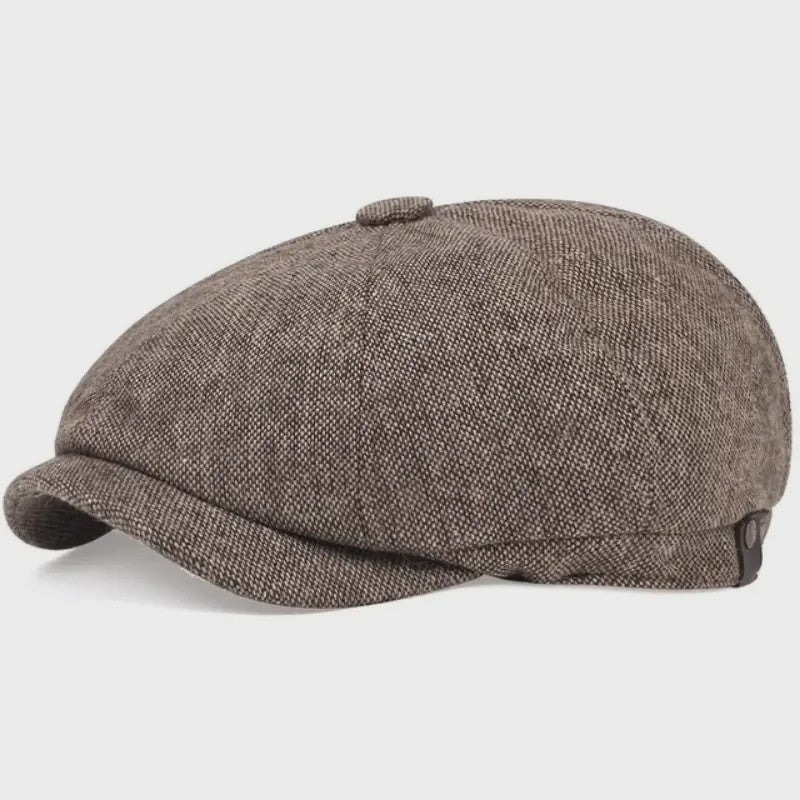 Vintage Heren Oktagonale Pet - Stijlvolle Visgraat & Streep Casual Hoed voor Dagelijks Gebruik
