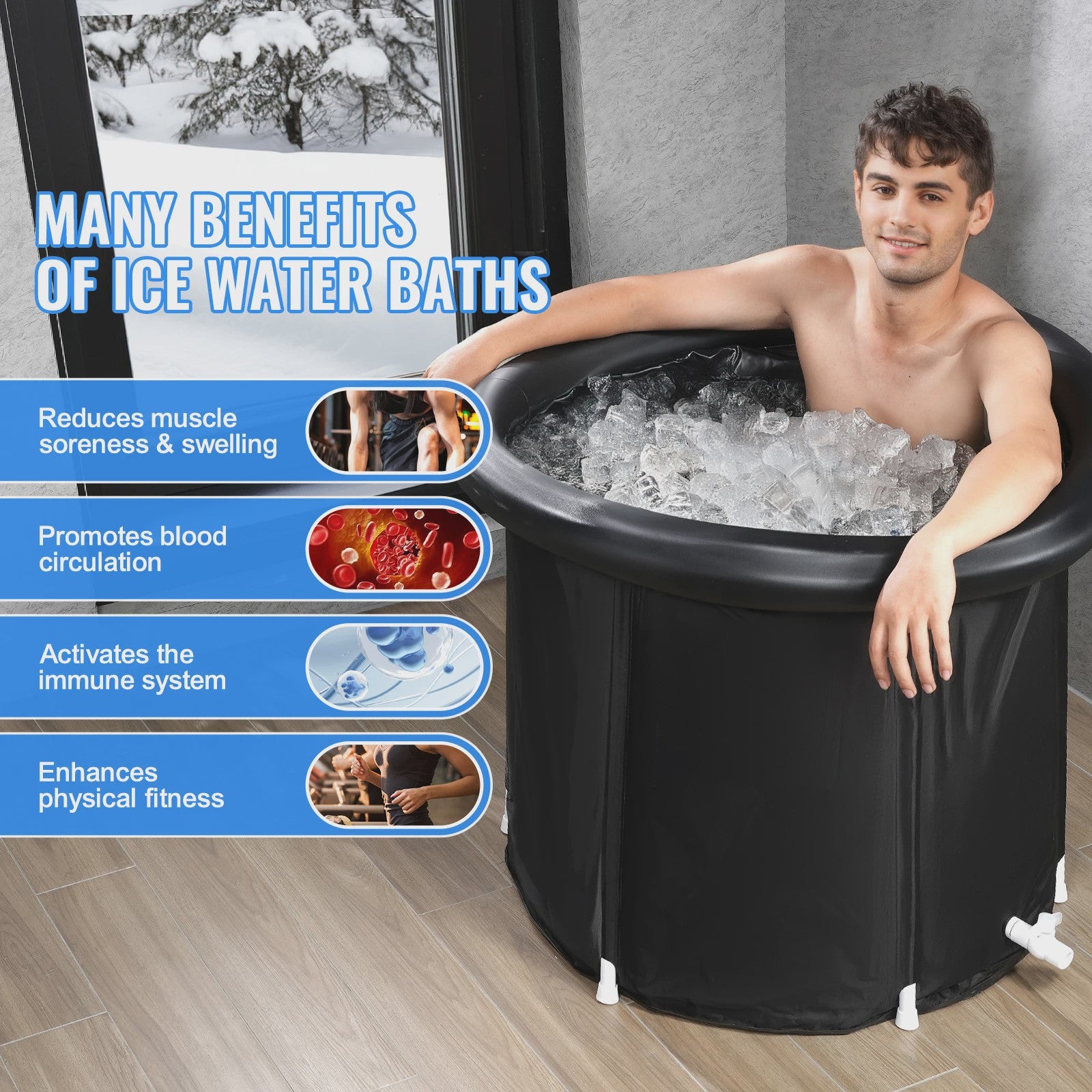 Draagbare Opblaasbare Ice Bath Tub voor Koudwatertherapie en Spierherstel