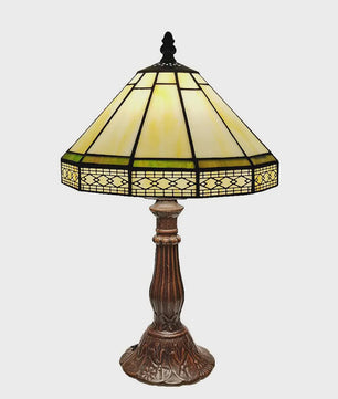 Stijlvolle Tiffany Tafellamp 22cm - Geometrisch Glas & Europees Design
