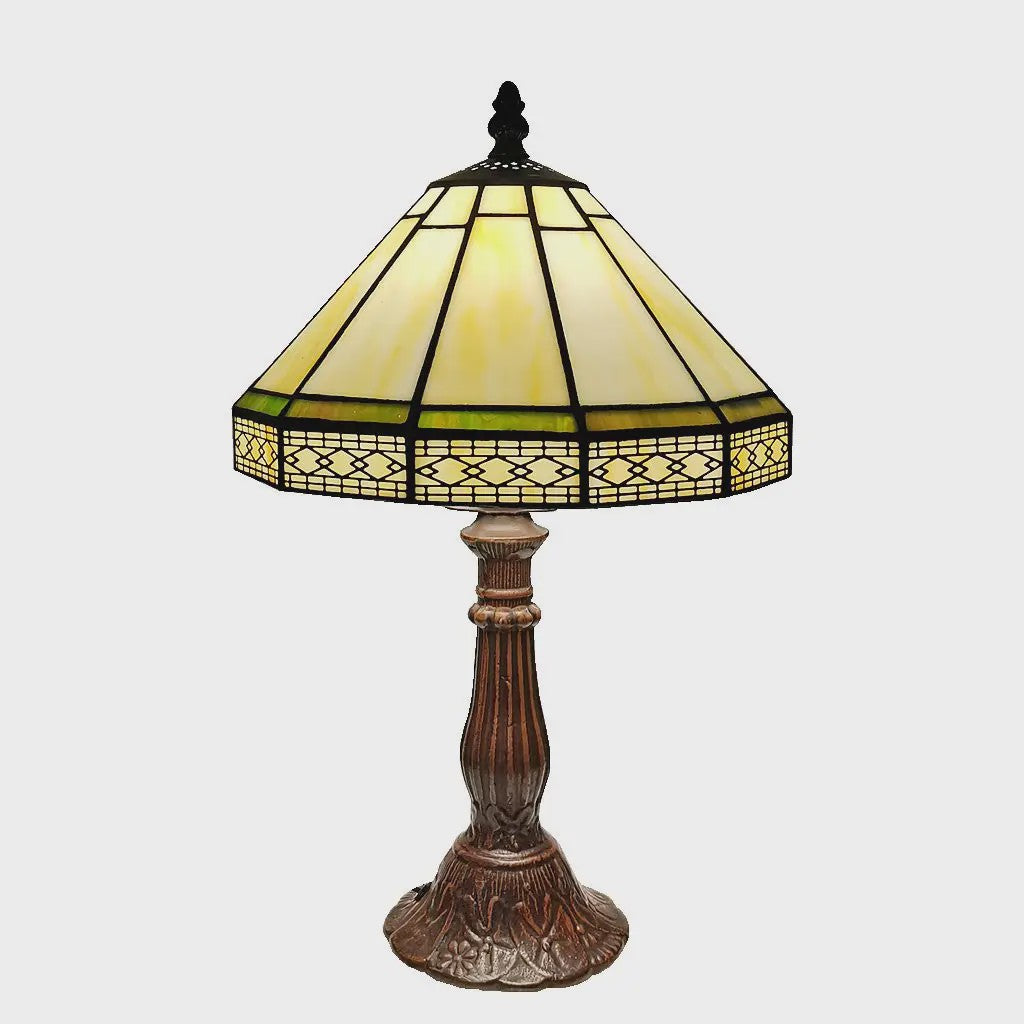 Stijlvolle Tiffany Tafellamp 22cm - Geometrisch Glas & Europees Design