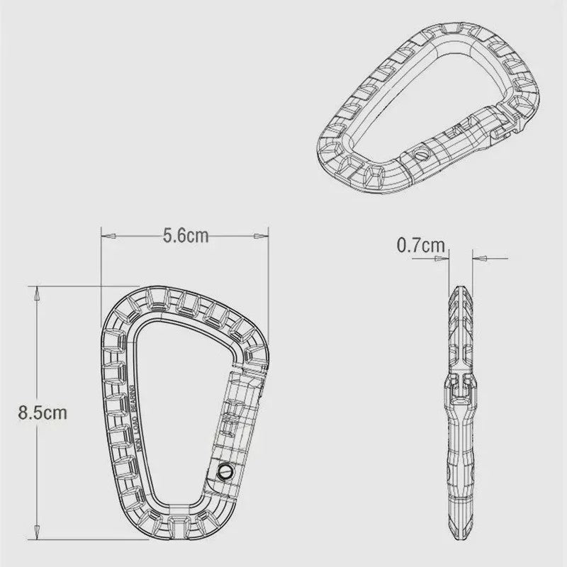 Tactische D-vormige Plastic Karabijnhaak - Set van 5, 10, 15 of 20 stuks - Outdoor & Camping Gear