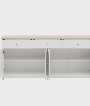 Ruime Buffetkast met 3 Lades en 4 Deuren - Oak Look Blad