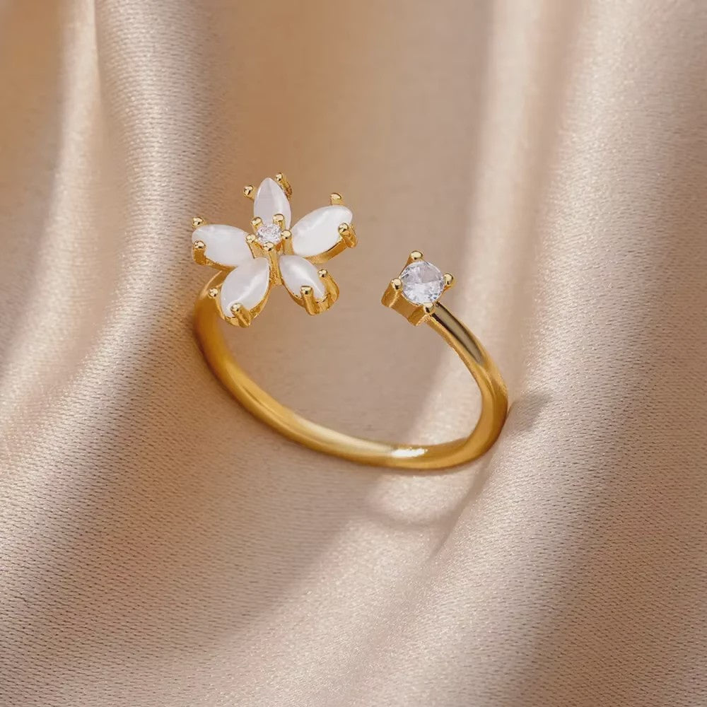 Luxe Gouden Ringen Set: Zirkonia & Boze Oog Design - Verstelbaar & Trendy