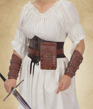 Middeleeuwse Renaissance Kostuum Set: Corset, Riem, Portemonnee & Accessoires
