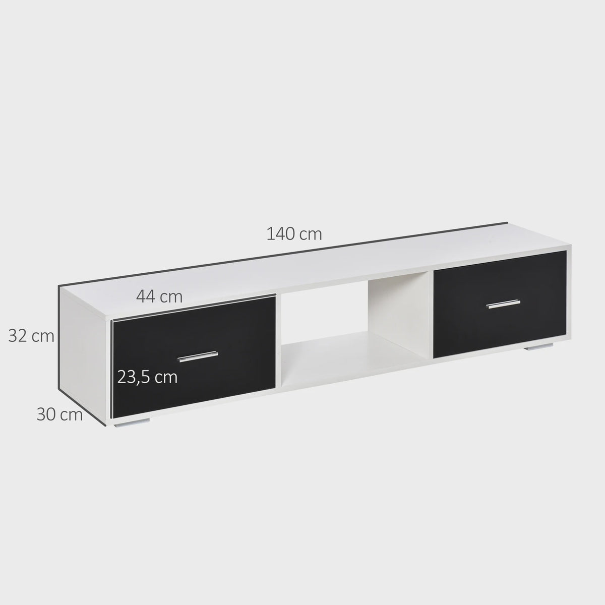 Stijlvol TV Meubel met 2 Lades en Open Vak - Max 60 inch TV