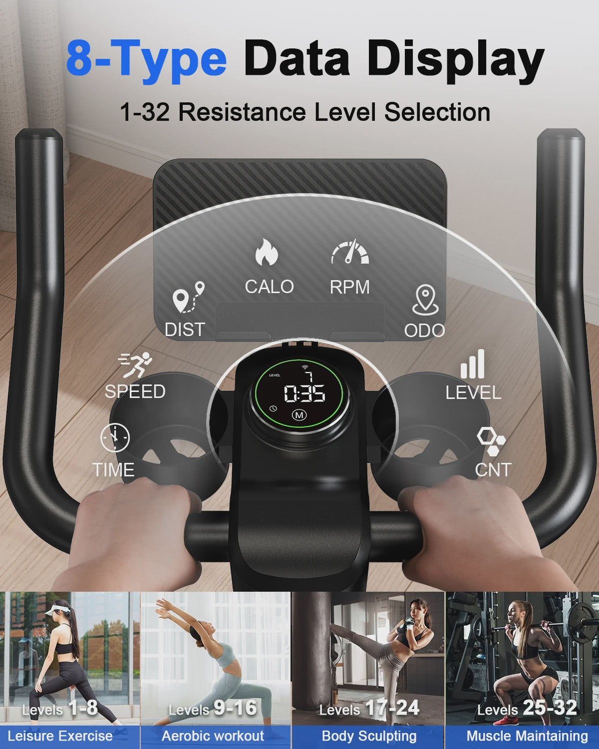 Superun Hometrainer met Magneetweerstand en Tablet Houder - Comfortabel Binnen Fietsen
