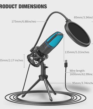 RGB USB Microfoon voor Podcast, Streaming & Gaming - Plug & Play Condensator Microfoon