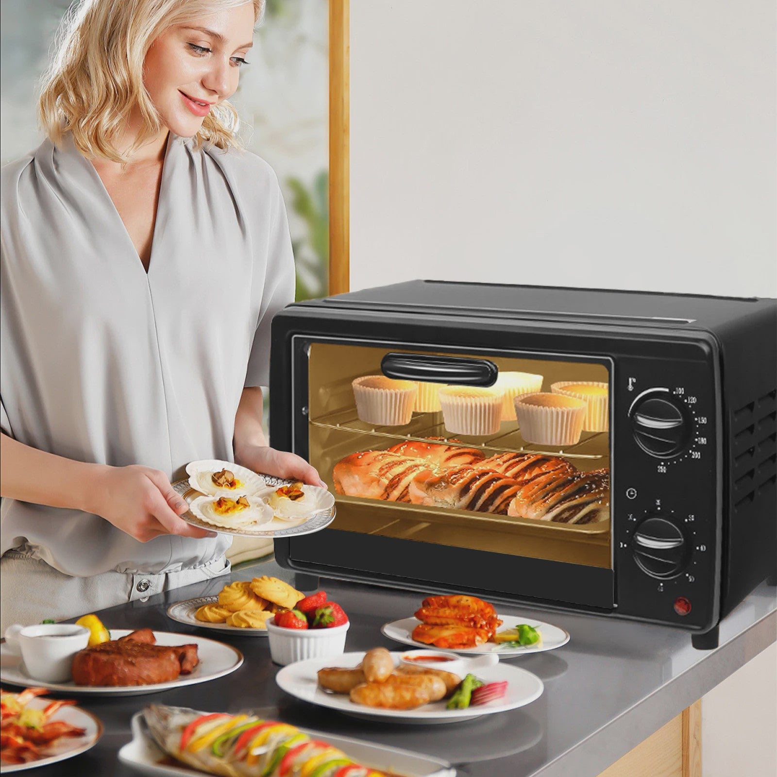 13L Mini Oven met Airfryer Functie - Multifunctioneel, 700W, 250°C, Timer tot 60 Min