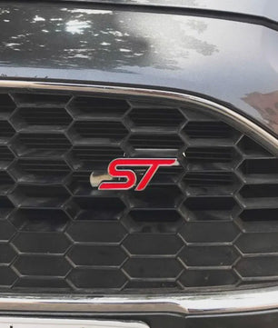 ST Grille Badge Embleem Sticker - Rood/Blauw Chroom - Voor Ford Fiesta, Focus, Mondeo