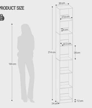 Strakke 7-laags Boekenkast - Open Kubus Opbergrek voor Woonkamer, Kantoor, Slaapkamer