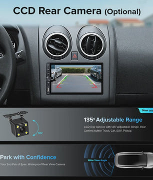 AINAVI K60 7-Inch Universele Autoradio met Draadloze CarPlay & Android Auto, Bluetooth, USB-C