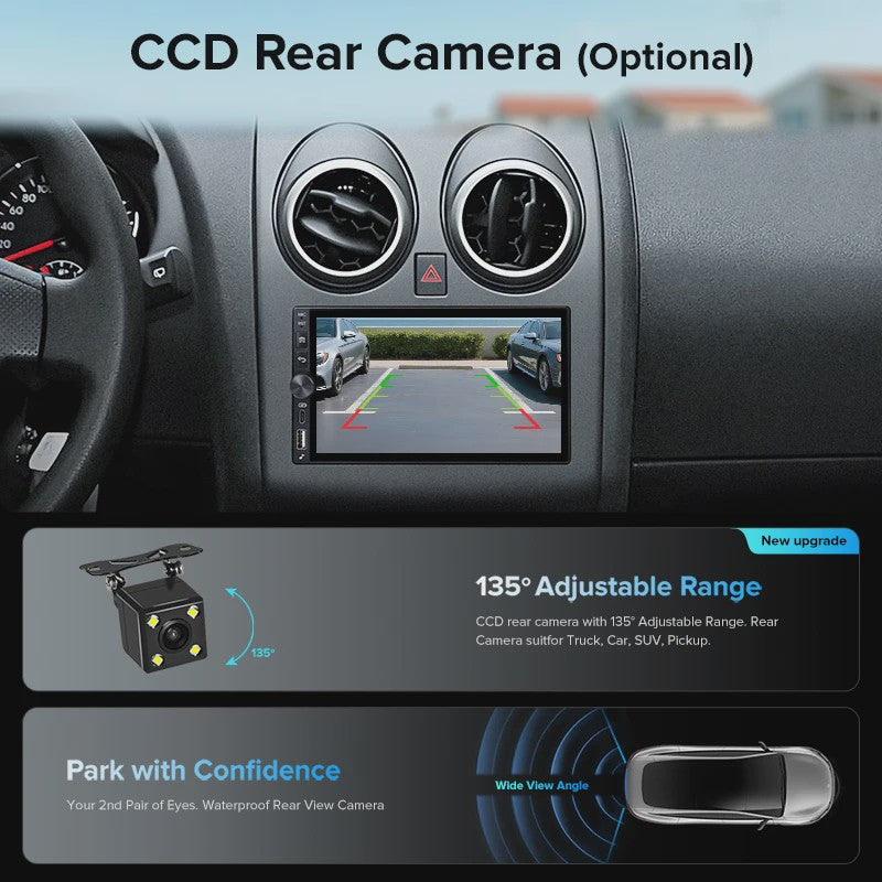 AINAVI K60 7-Inch Universele Autoradio met Draadloze CarPlay & Android Auto, Bluetooth, USB-C