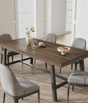 Industriële Eettafel 71" voor 6-8 Personen - Ruim Rechthoekig Keukentafel met Stalen Frame