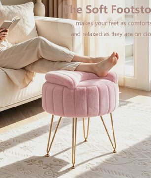 Luxe Fauteuil met Opbergruimte en Pluche Bekleding - Kaptafel Stoel