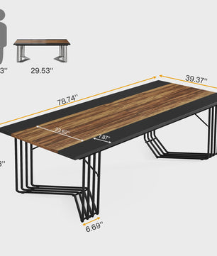 Grote Vergadertafel / Bureau 200cm met Stijlvol Geometrisch Metalen Frame - Ideaal voor Kantoor of Thuis