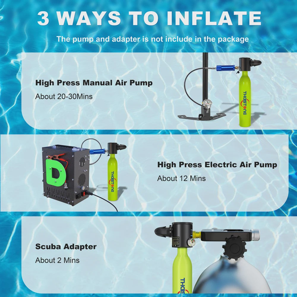 Draagbare Mini Duiktank met Full Face Snorkelmasker - 0.5L